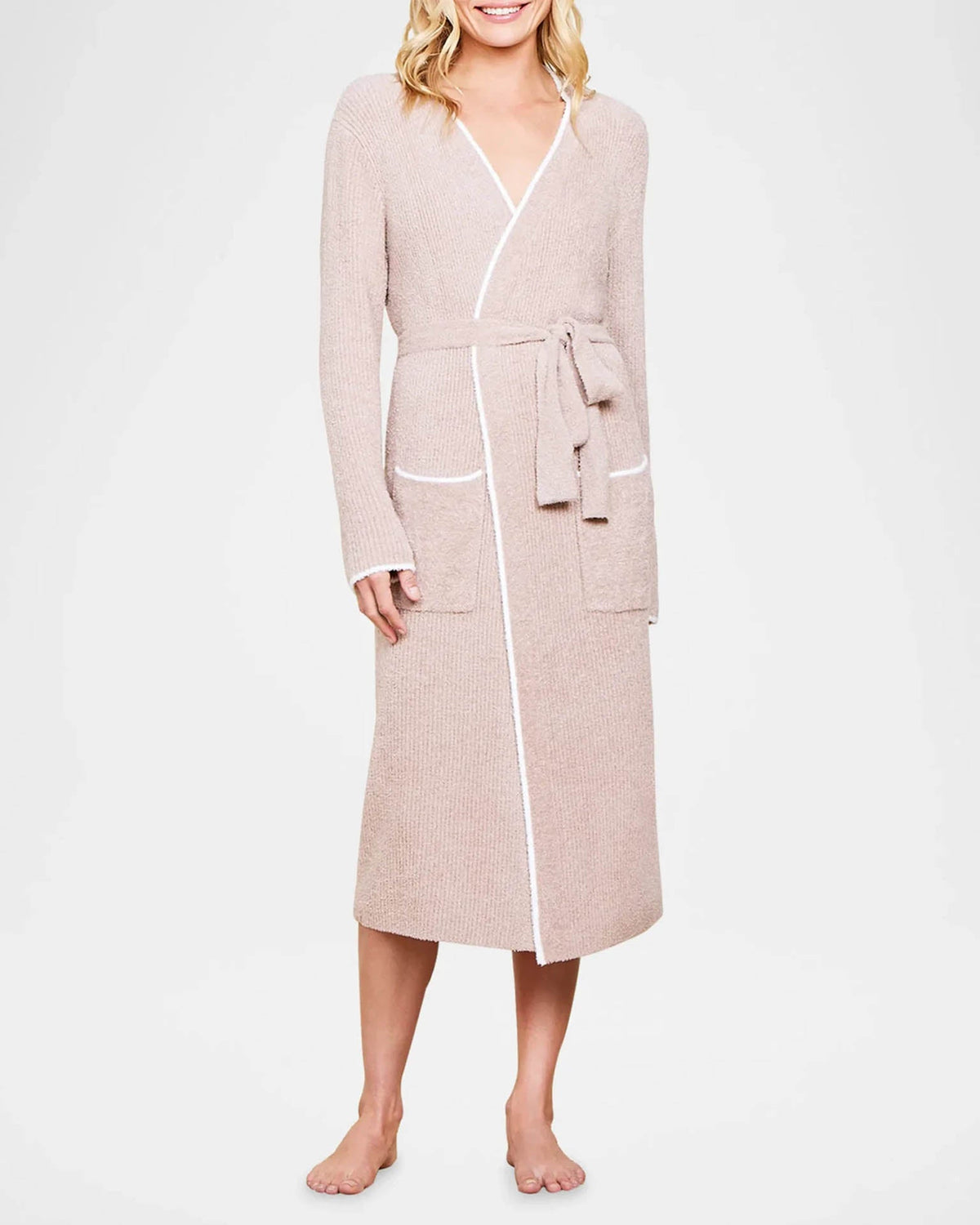 CCL CONTRAST RIBBED ROBE WILLOW-PEARL WILLOW- PEARL