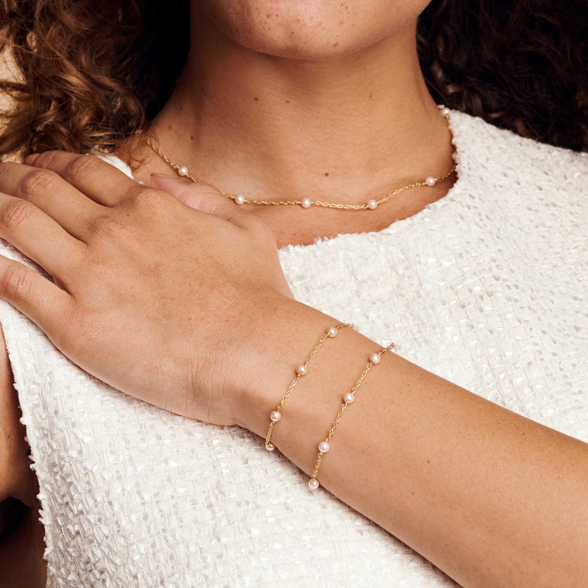 The Pink Delicate Bracelet-Pink Pearl-OS