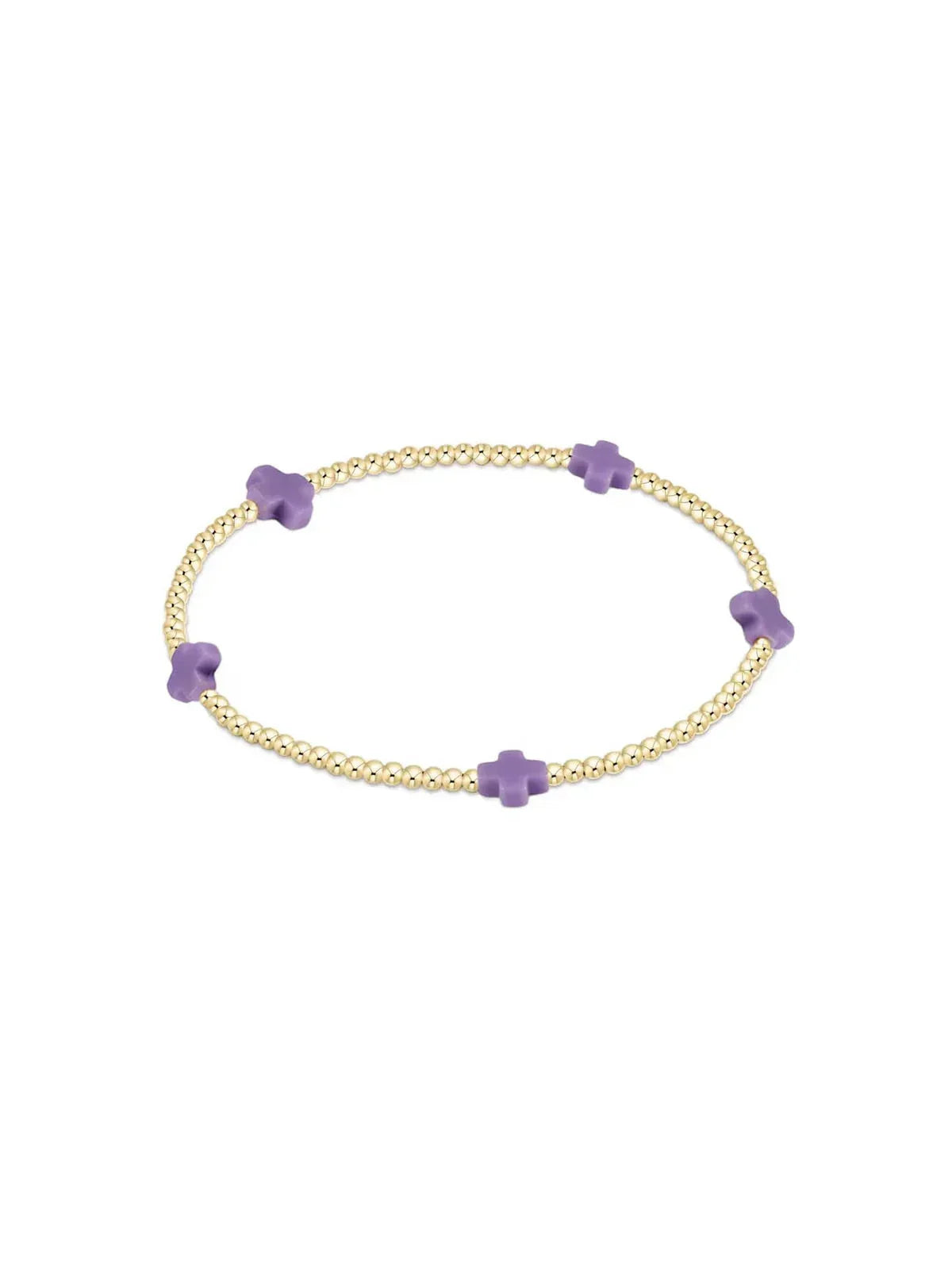 egirl Signature Cross Small 2mm Gold Bracelet - Purple