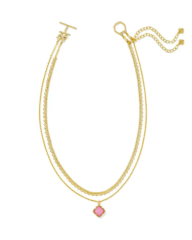 MALLORY ROSE MULTI STRAND NECKLACE GOLD BLUSH IVORY MOTHER OF PEARL