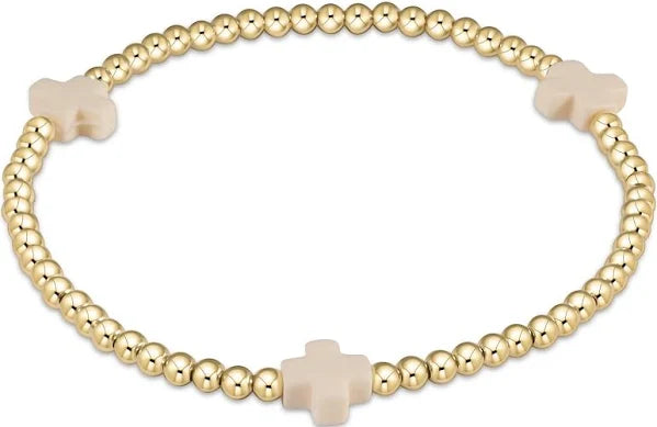 Signature Cross Off-White & Admire Gold 3mm Gold Bracelet