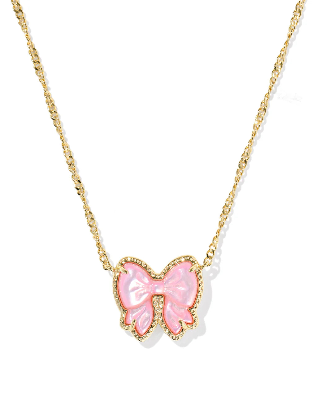 HALEY BOW SHORT PENDANT NECKLACE GOLD BLUSH IVORY MOTHER OF PEARL