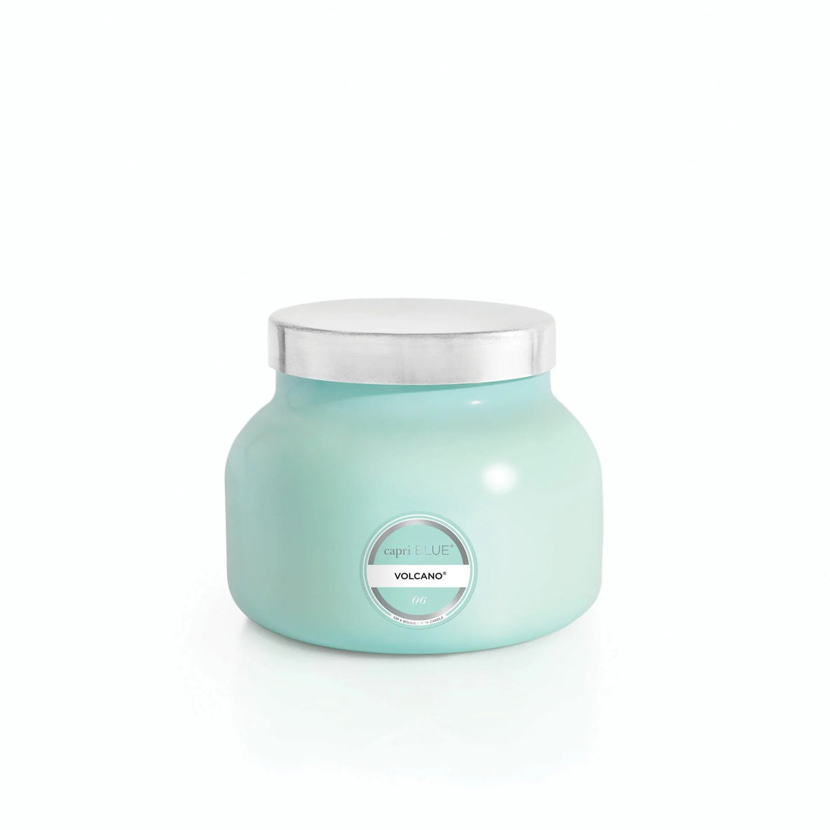 VOLCANO AQUA OPALINE SINGATURE JAR, 19 oz