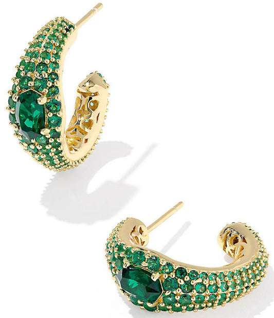 BELLA STUD EARRINGS GOLD DARK GREEN CRYSTAL