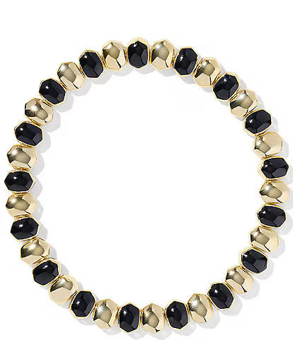 DAPHNE ENAMEL STRETCH BRACELET GOLD BLACK ENAMEL