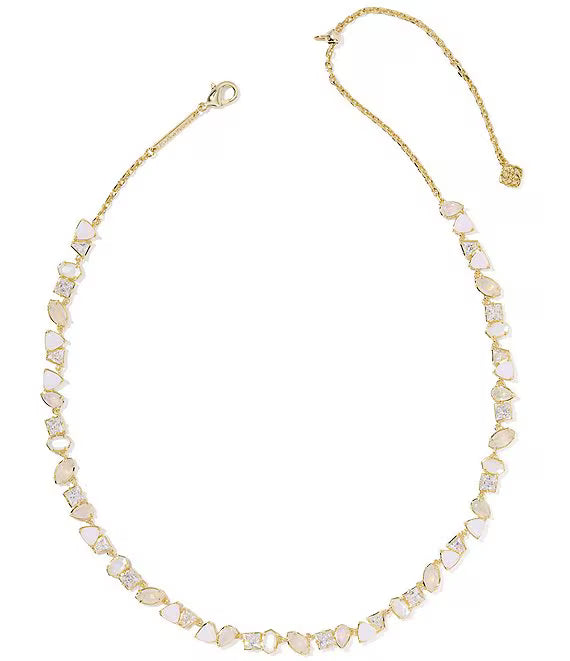 ISABELLE TENNIS NECKLACE GOLD NEUTRAL MIX