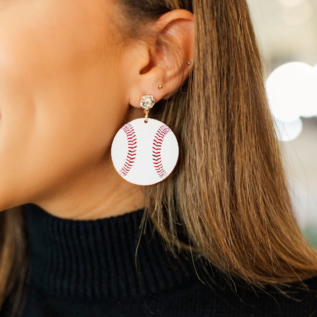 ACRYLIC BASEBALL EARRINGS