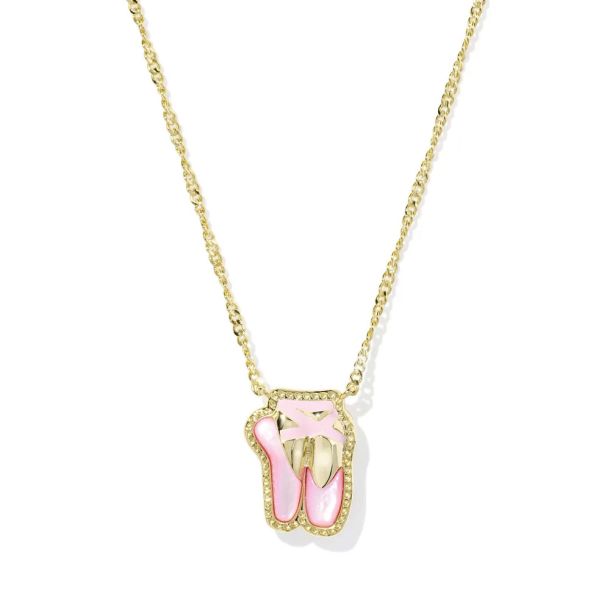 BALLET SHORT PENDANT NECKLACE GOLD BLUSH MOTHER OF PEARL