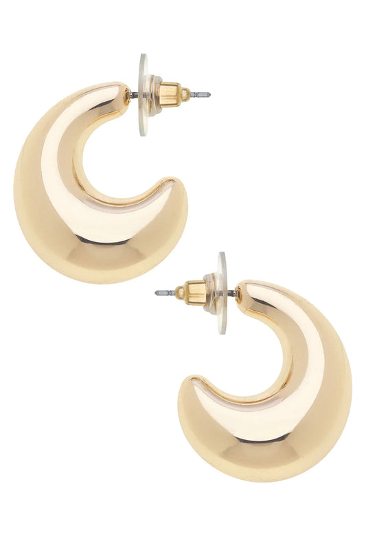 Icon Tapered Puff Hoop Earrings in Shiny Gold