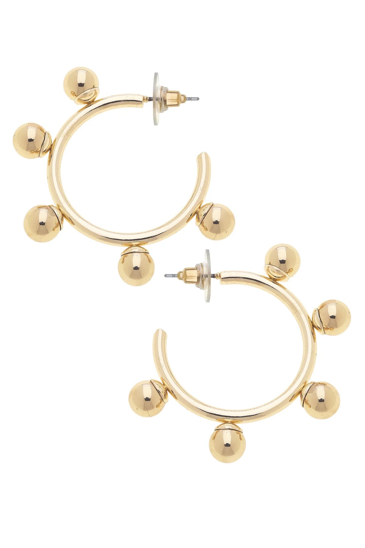 Allison Ball Bead Hoop Earrings in Shiny Gold