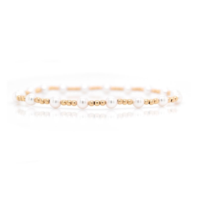 Classic Gold Sincerity Pattern 4mm Bead Bracelet - Pearl