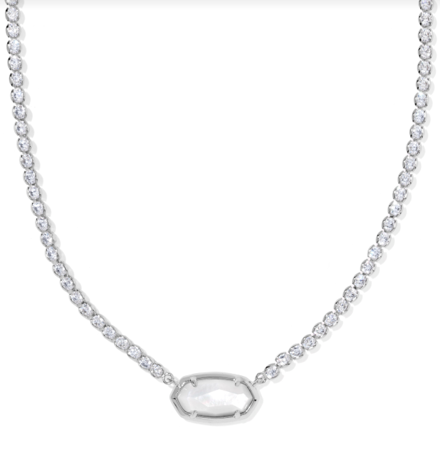 ELISA TENNIS NECKLACE SILVER IVORY MOTHER OF PEARL