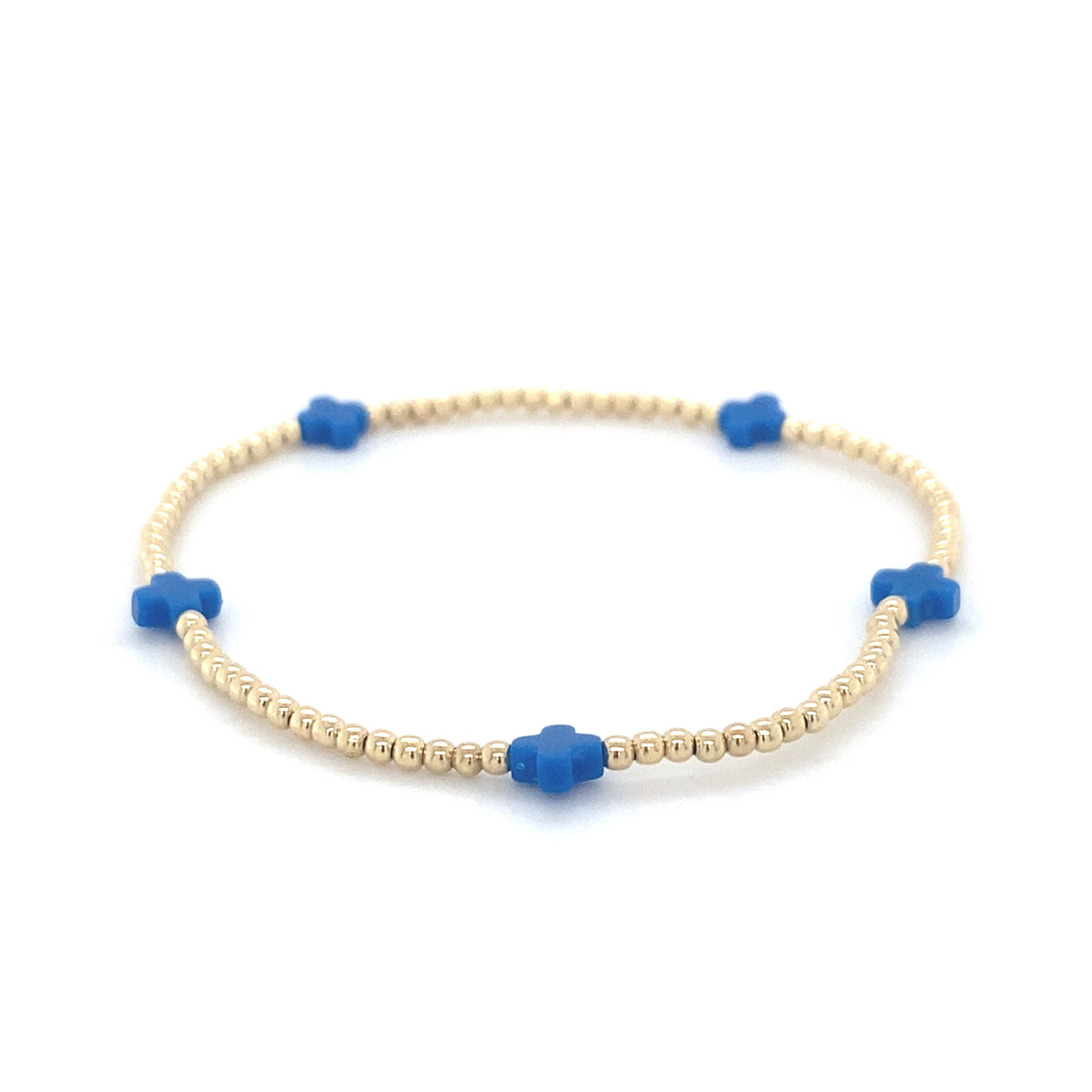 Signature Cross 2mm Gold Bracelet - Cobalt