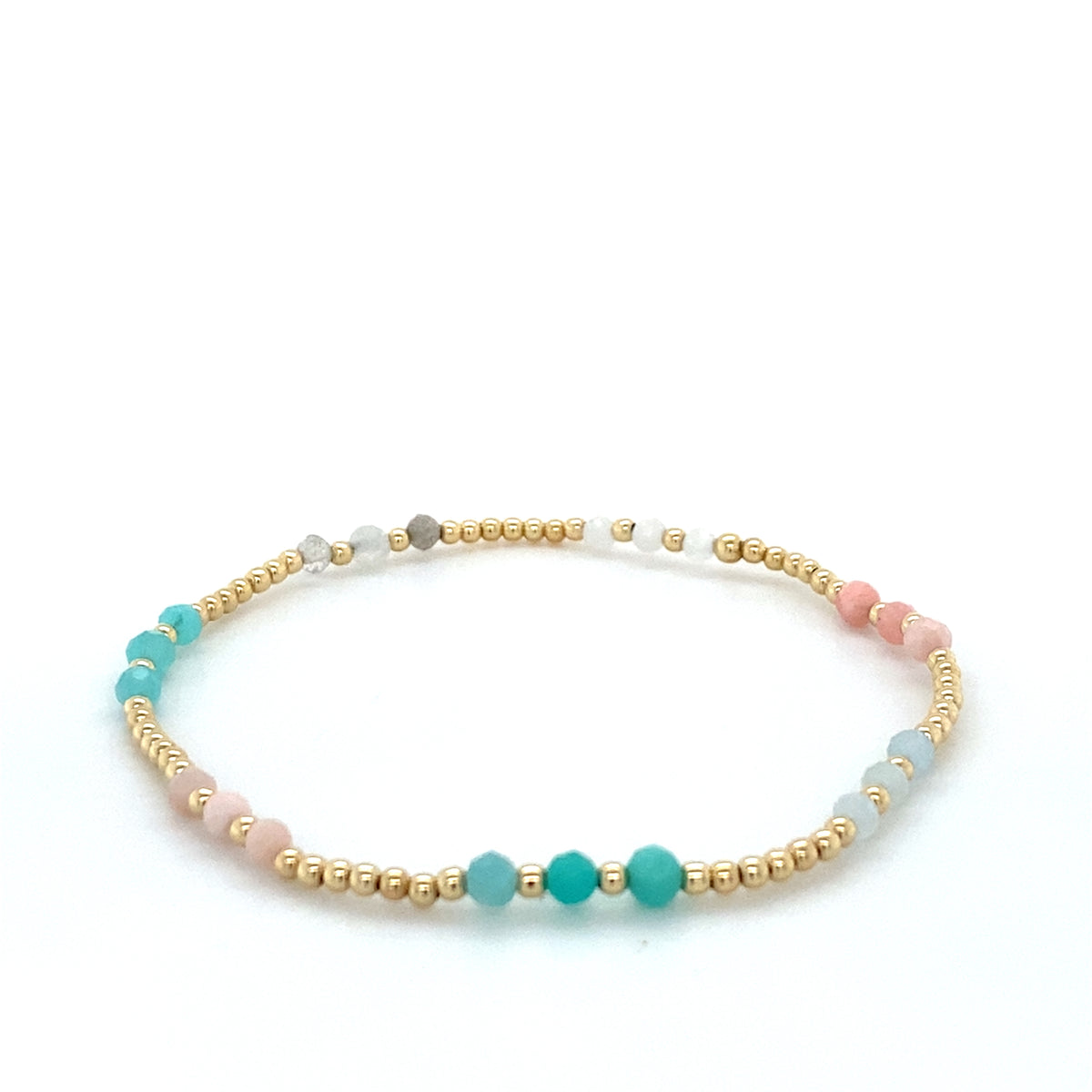 Gemstone Gold Joy Pattern 3mm Bead Bracelet - Hot Mess SS25