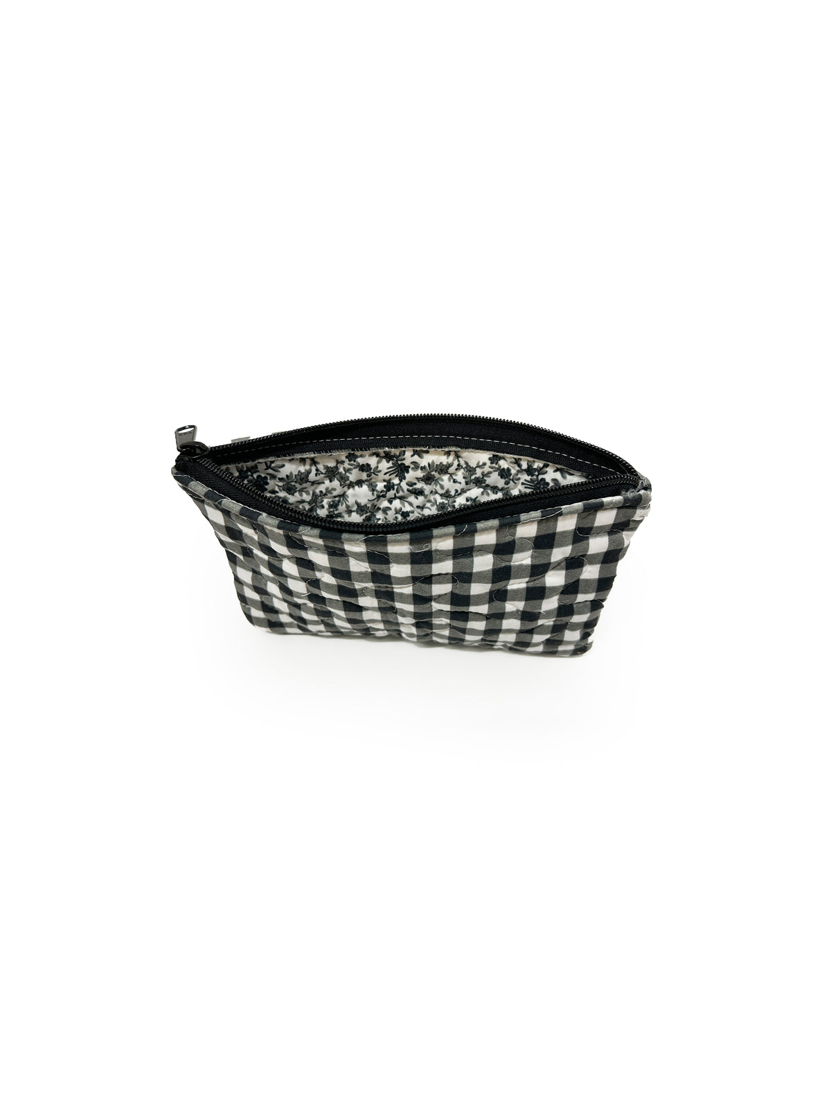 Anthia Gingham Black Quilted Makeup Bag