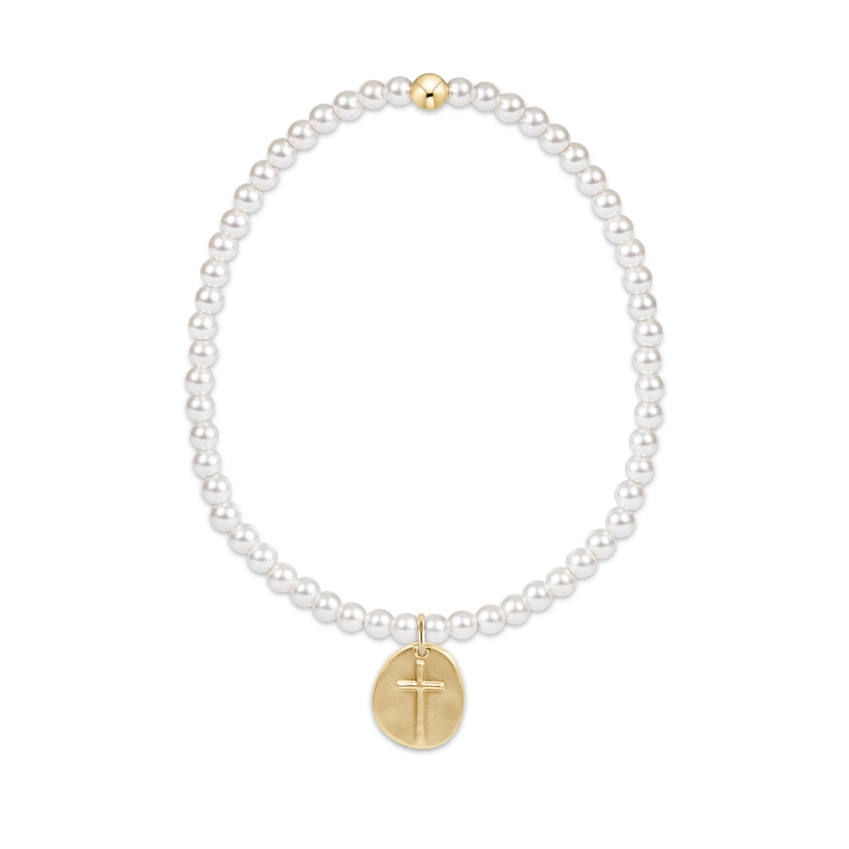 Classic Pearl 3mm Bracelet - Inspire Small Gold Disc