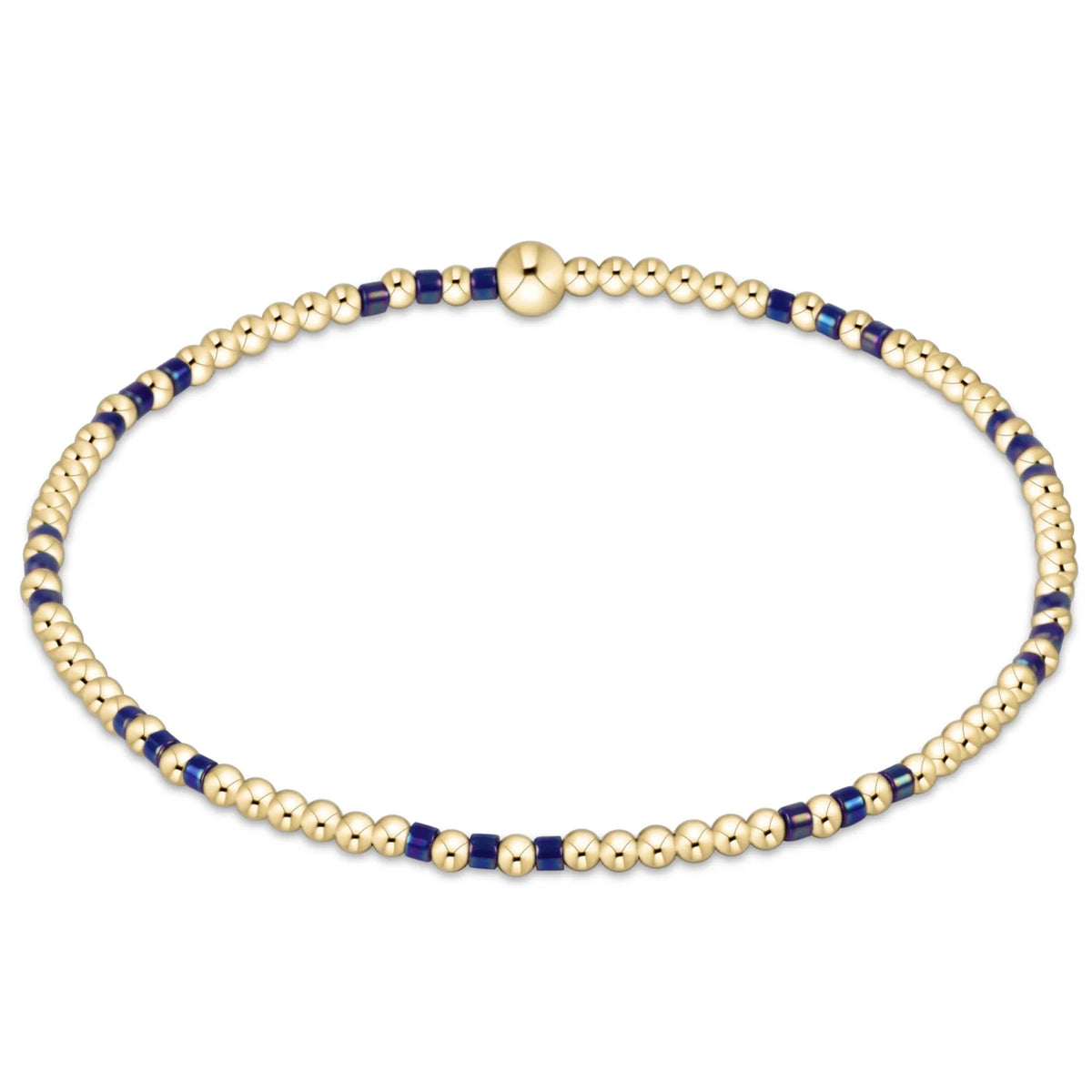 Hope Joy Pattern 2mm Bead Bracelet - Blue Metallic