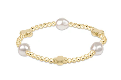 Signature Cross Gold & Admire Pearl 3mm Gold Bracelet