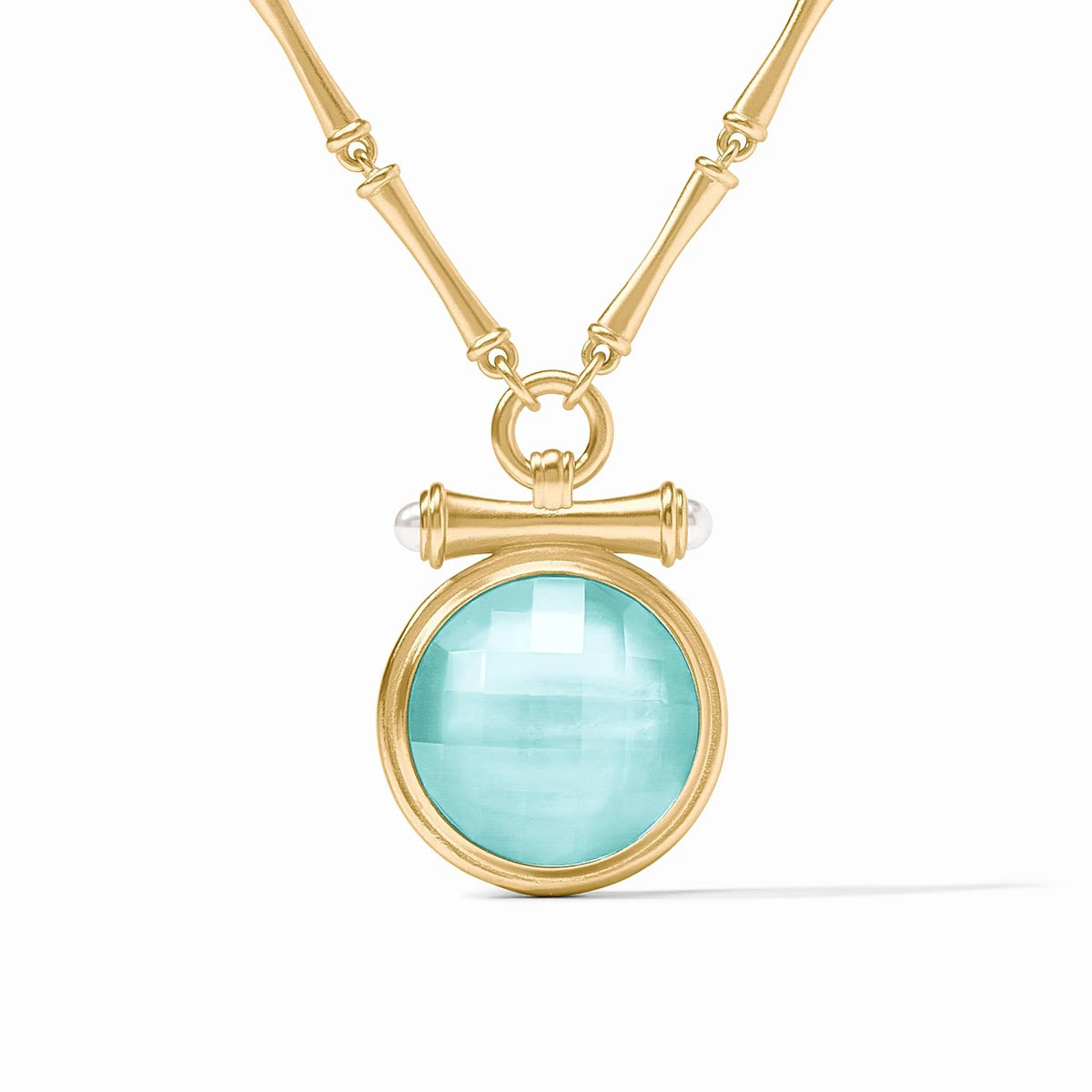 Bamboo Statement Necklace Iridescent Bahamian Blue