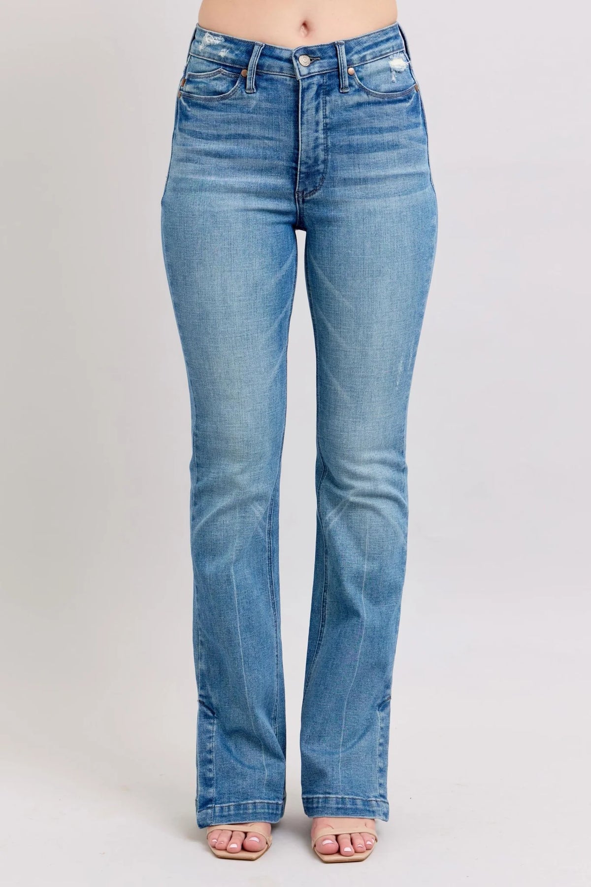 HW Tummy Control Vintage Wash Side Slit Slim Boot