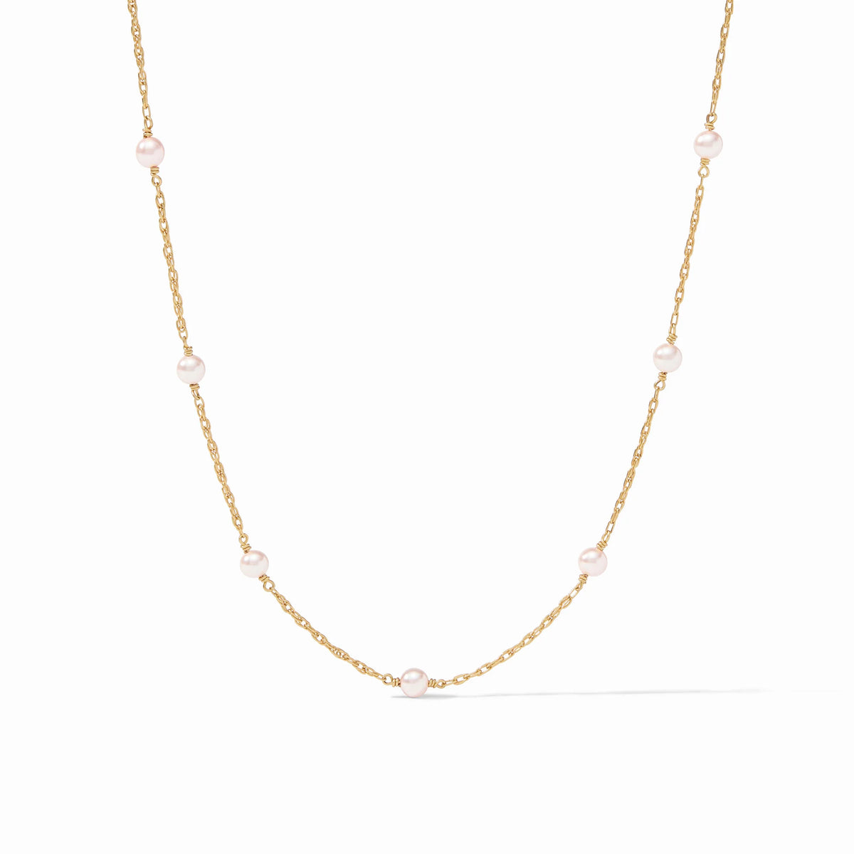 The Pink Delicate Station Necklace-Pink Pearl-OS
