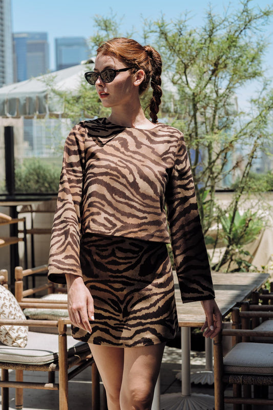 ANIMAL PRINT SUEDE MINI SKIRT
