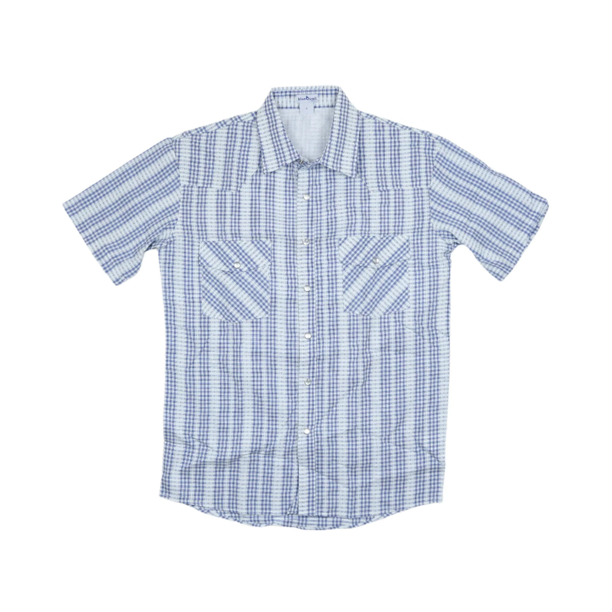 Men's Blue Quail - Navy Plaid Pearl Snap Short Sleeve