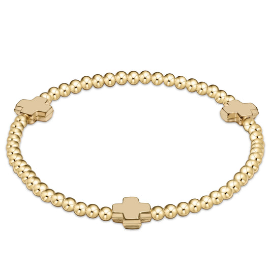 Signature Cross 3mm Gold Bracelet - Gold