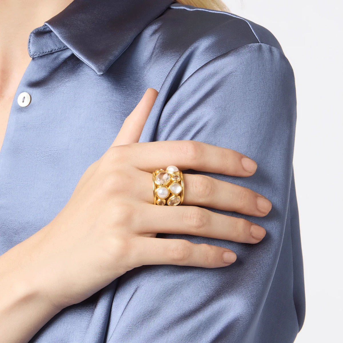 Kaleidoscope Statement Ring Iridescent Clear Crystal 8