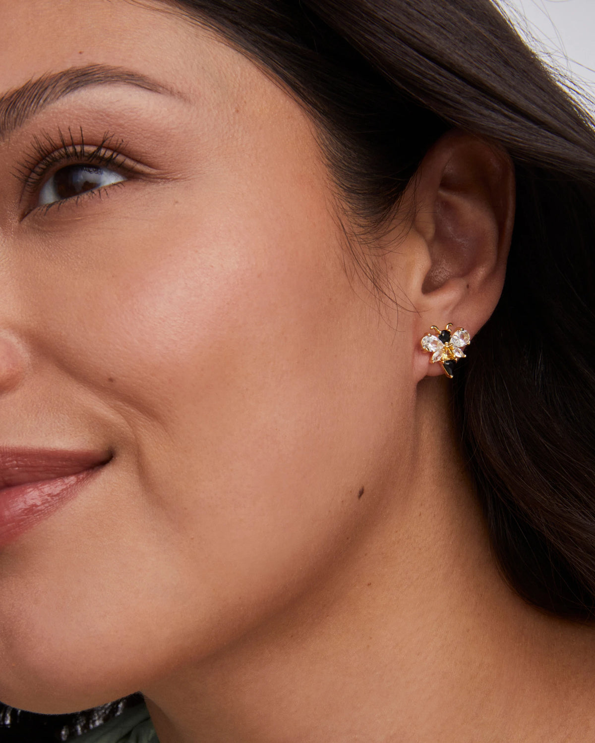 BEE STUD EARRINGS GOLD BLACK - YELLOW MIX