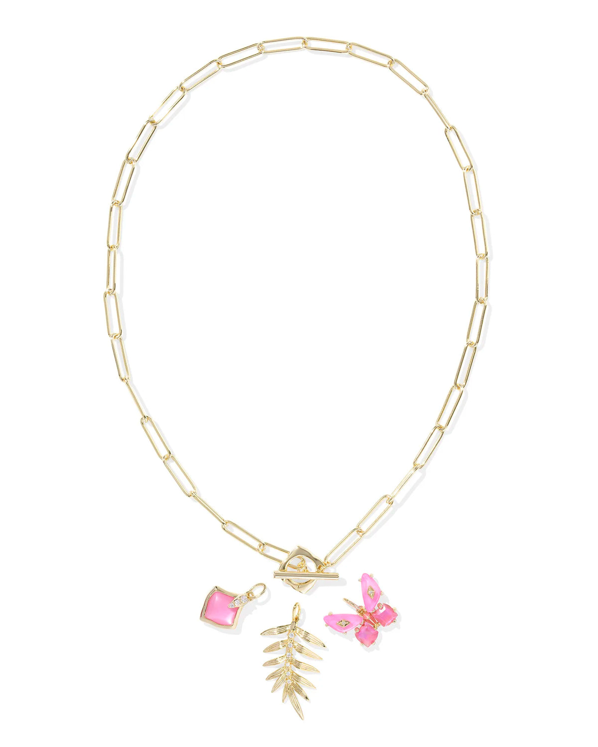 BIANCA BUTTERFLY CHARM NECKLACE GOLD PINK MIX