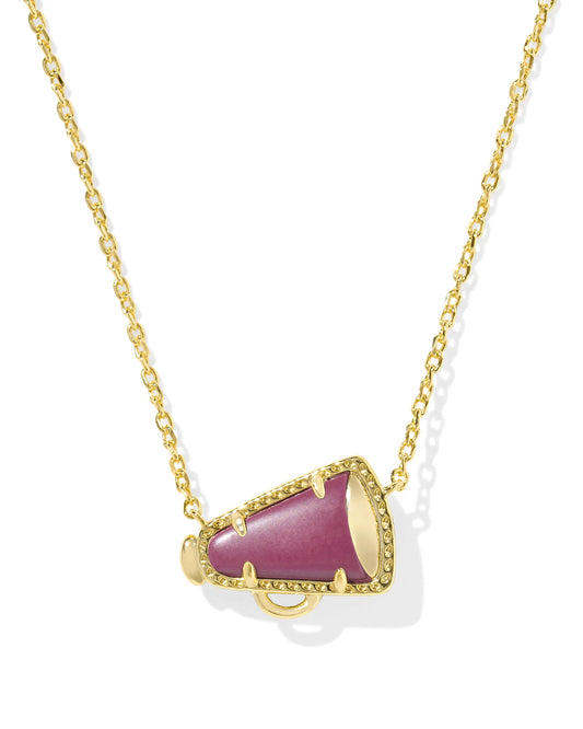 CHEER SHORT PENDANT NECKLACE GOLD MAROON MAGNESITE