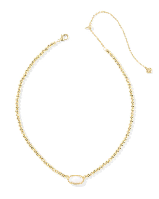 ELISA BEADED NECKLACE GOLD IVORY MOTHER OF PEARL