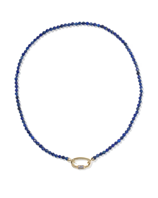EMERY BEADED STRAND NECKLACE GOLD BLUE LAPIS