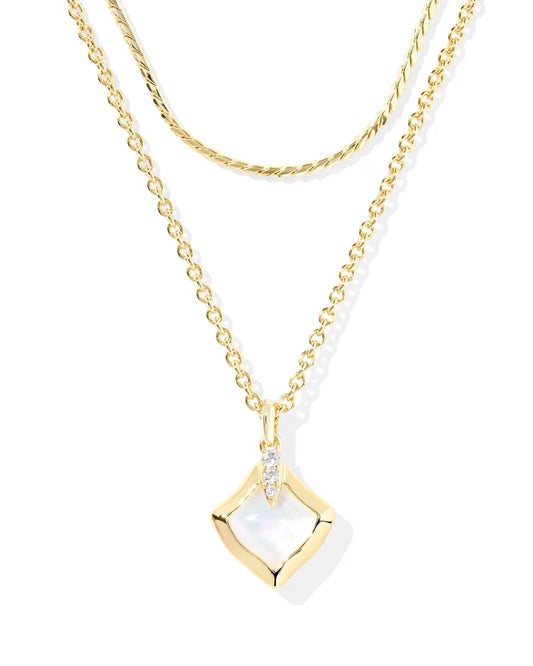 JOELLE MULTI STRAND NECKLACE GOLD IVORY MOTHER OF PEARL