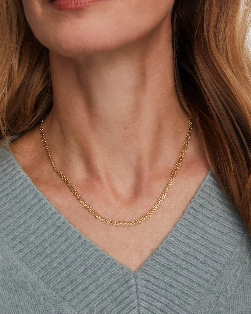 MALLORY ROSE MULTI STRAND NECKLACE GOLD IVORY MOTHER OF PEARL