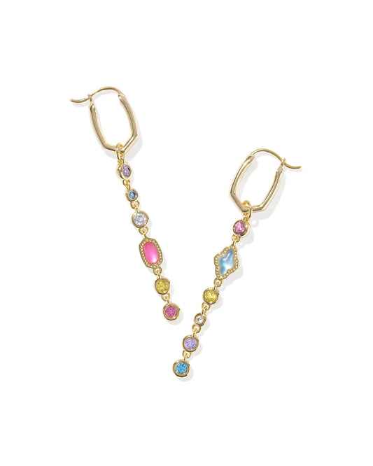 MINI ELISA ABBIE HUGGIE EARRINGS GOLD MULTI MIX