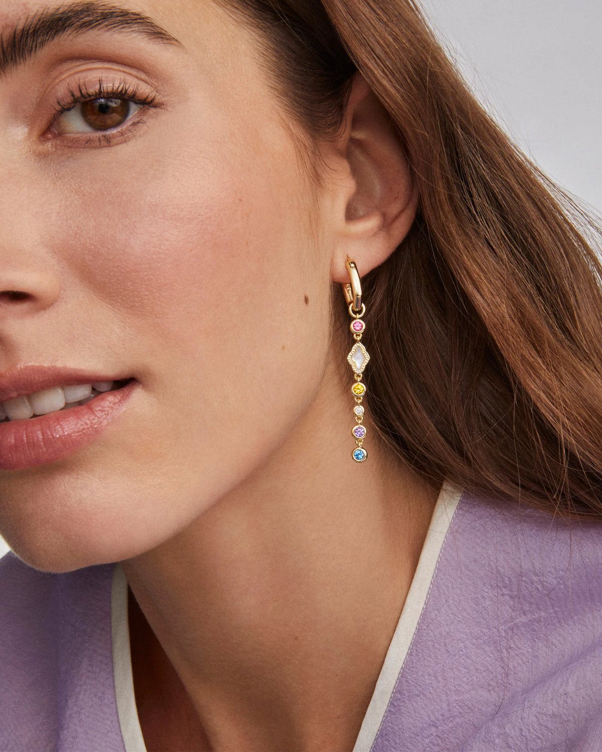 MINI ELISA ABBIE HUGGIE EARRINGS GOLD MULTI MIX
