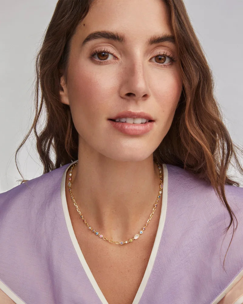 MINI ELISA ABBIE STRAND NECKLACE GOLD MULTI MIX