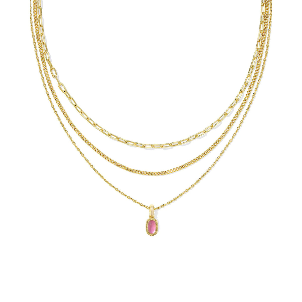 MINI ELISA TRIPLE STRAND NECKLACE GOLD AZALEA ILLUSION