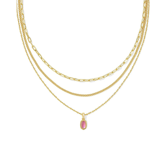 MINI ELISA TRIPLE STRAND NECKLACE GOLD AZALEA ILLUSION