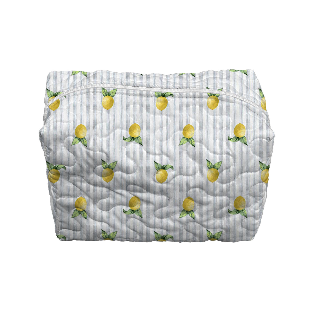 Lemon Sorbet Blue Quilted Large Makeup Bag