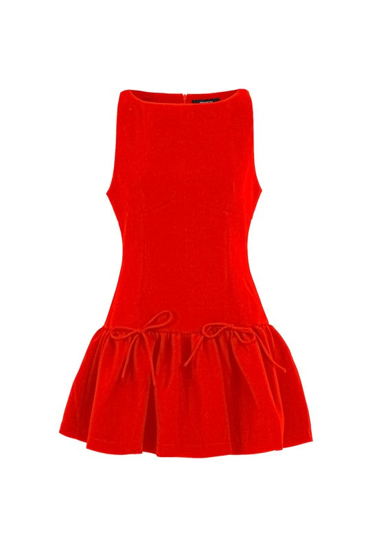 A-LINE SLEEVELESS BUBBLE HEM MINI DRESS