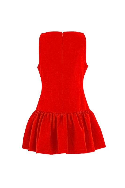 A-LINE SLEEVELESS BUBBLE HEM MINI DRESS