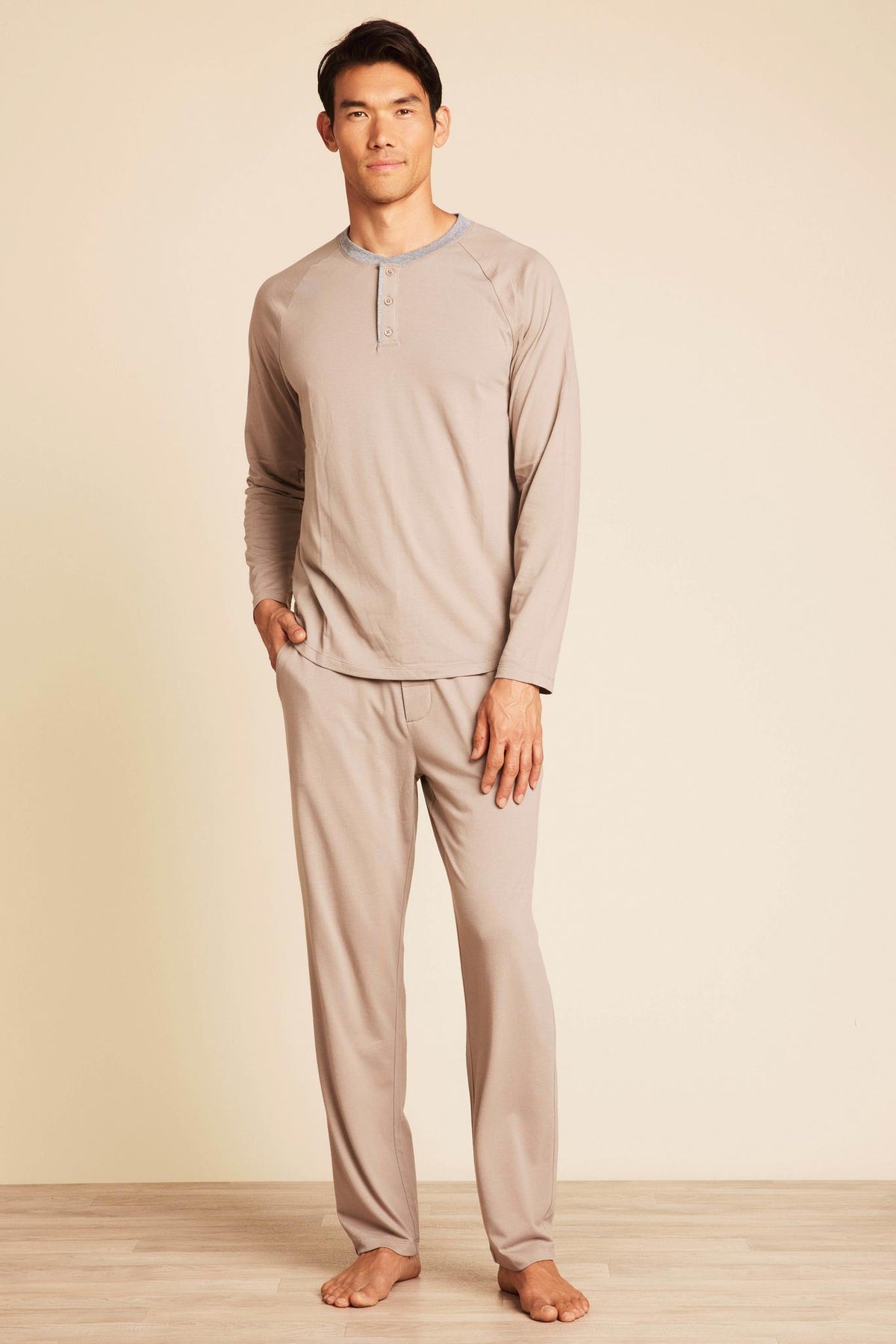 MC Mens Triblend Henley EXTRA LARGE, NICKEL