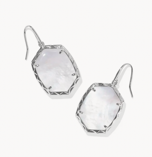 DAPHNE DROP EARRINGS SILVER IVORY MOTHER OF PEARL