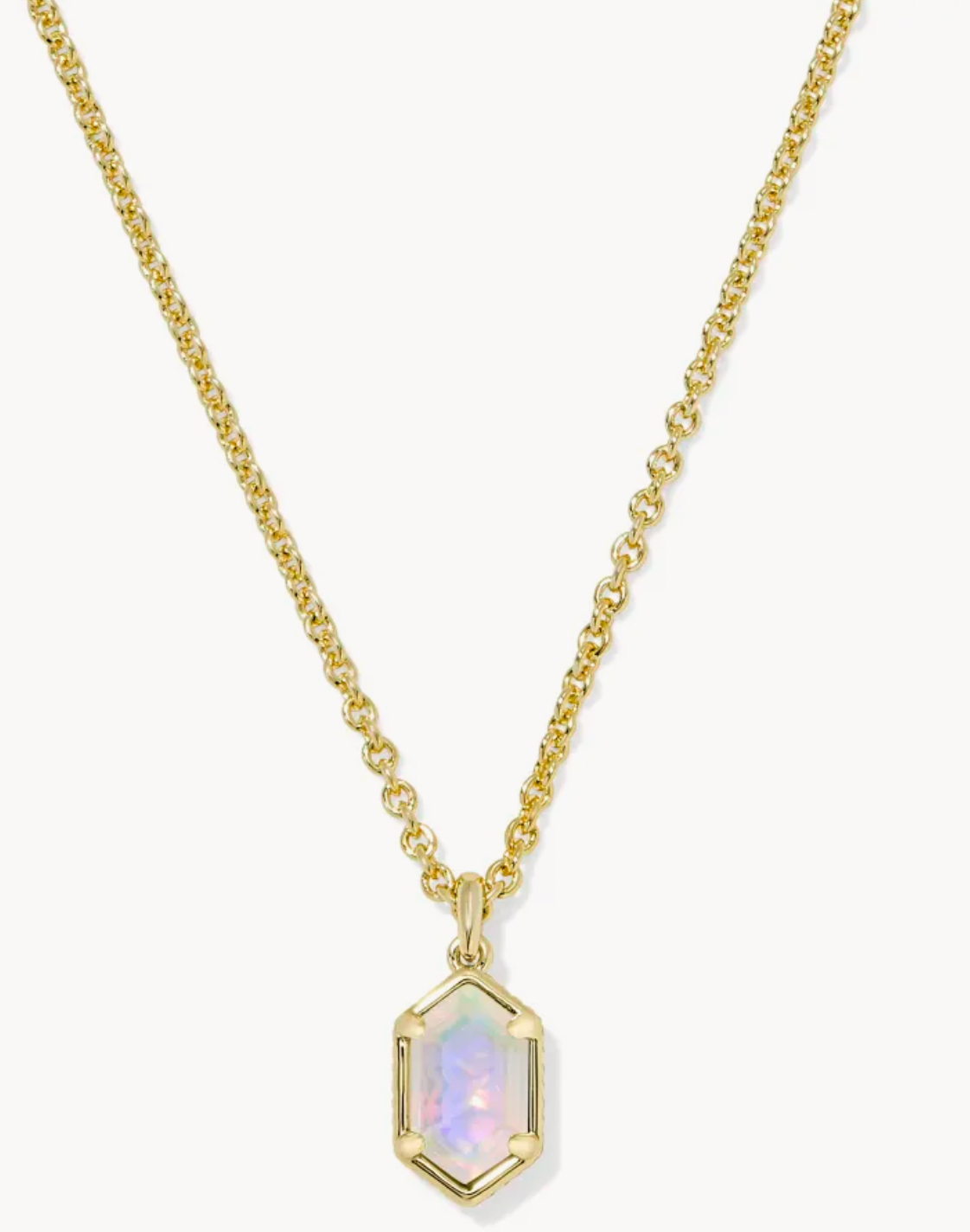 HALLIE SHORT PENDANT NECKLACE GOLD OPALITE ILLUSION