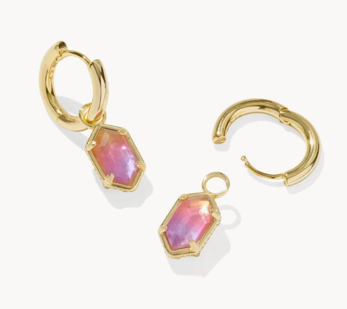 HALLIE HUGGIE EARRINGS GOLD SUNRISE WATERCOLOR ILLUSION