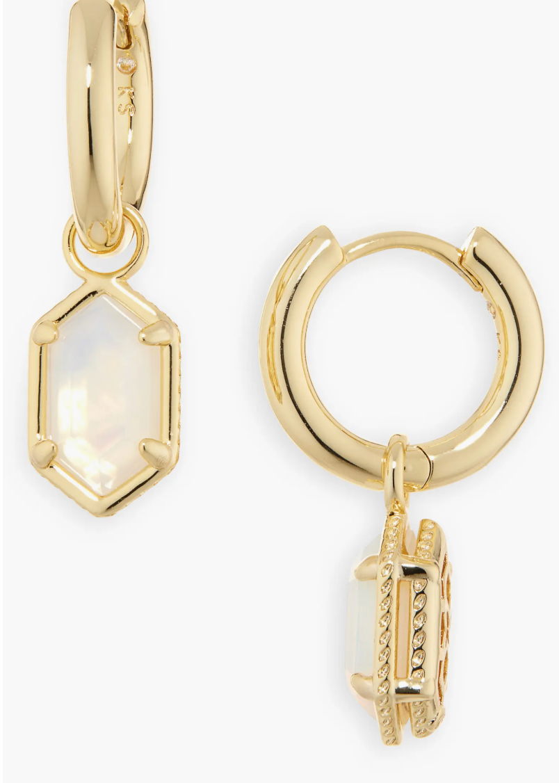 HALLIE HUGGIE EARRINGS GOLD OPALITE ILLUSION