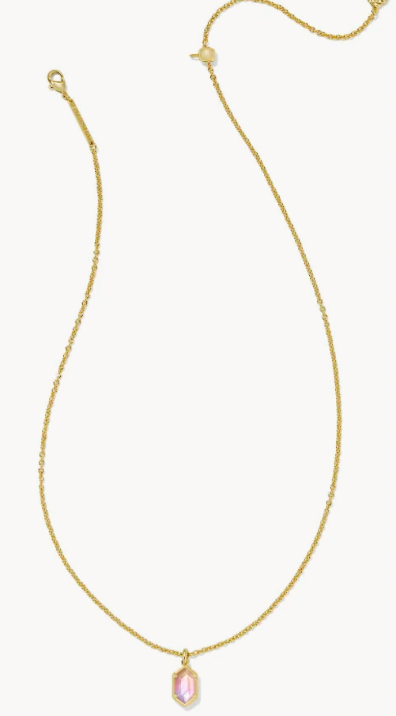 HALLIE SHORT PENDANT NECKLACE GOLD SUNRISE WATERCOLOR ILLUSION